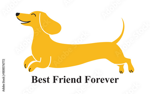 Happy Dachshund Running - Best Friend Forever