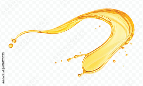 realistic fresh liquid honey or oil splash in curve style isolated on transparent background