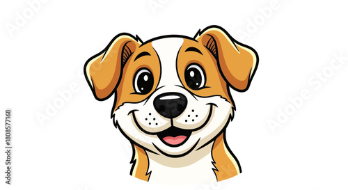 Delightful canine companion, a charming cartoon dog with a heartwarming smile on a white backdrop