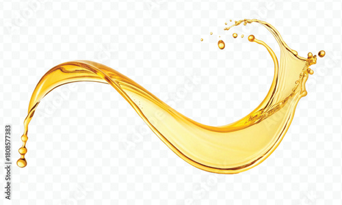 realistic fresh liquid honey or oil splash in curve style isolated on transparent background