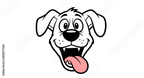 Cartoon illustration of a happy dog with open mouth and tongue out expressing joyful emotion
