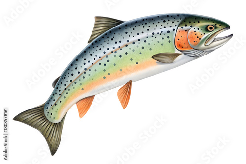 Watercolor Rainbow Trout Fish Illustration isolated on a transparent background