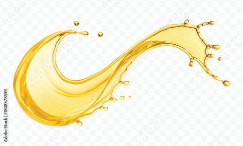 realistic fresh liquid honey or oil splash in curve style isolated on transparent background