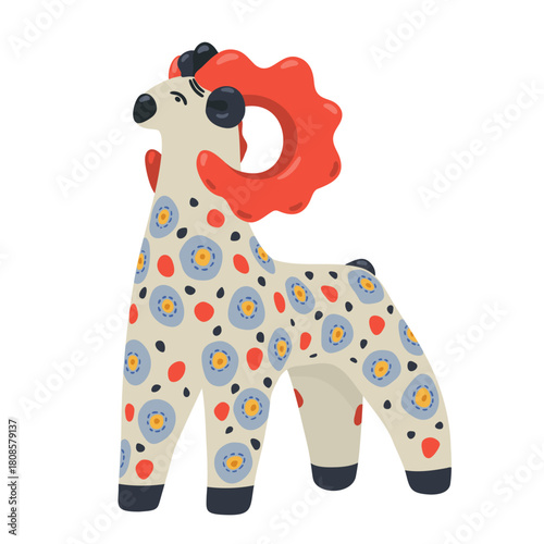 Dymkovo toy, Vyatka, Kirov. Goat toy ws red horns