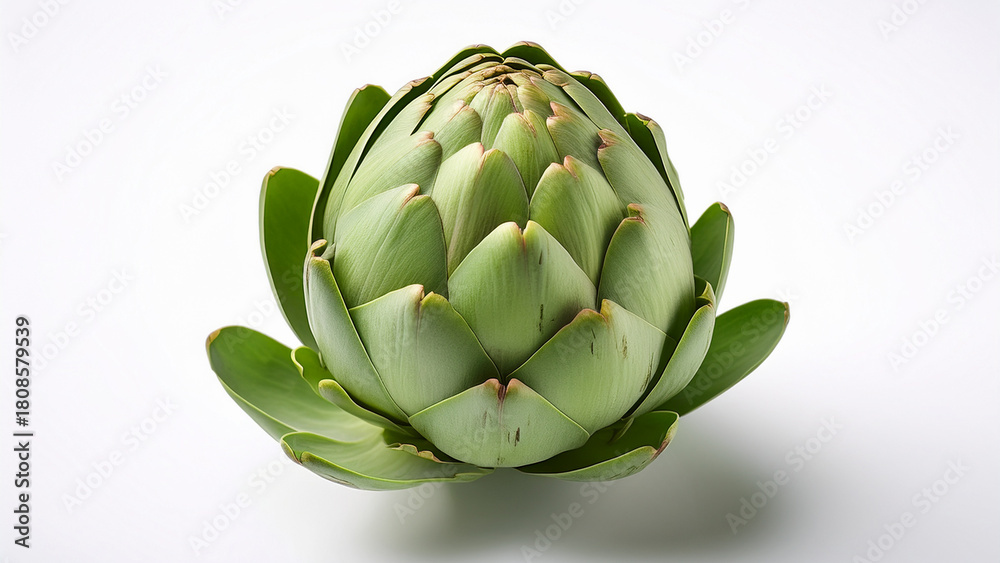 Obraz premium A whole fresh artichoke photographed neatly on white background