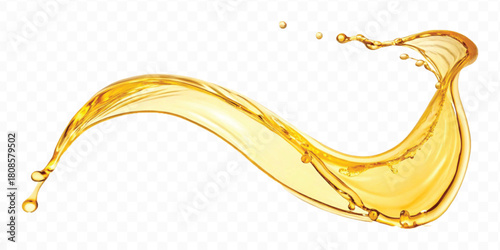 realistic fresh liquid honey or oil splash in curve style isolated on transparent background