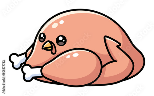Adorable cartoon raw turkey illustration, a quirky uncooked bird design vector