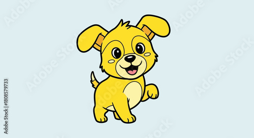 Animated golden retriever puppy with wagging tail illustration on plain background