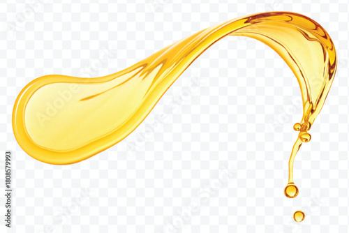 realistic fresh liquid honey or oil splash in curve style isolated on transparent background