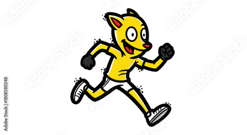 Cartoon Running Animal Character with Energetic Expression and Motion Effects Illustration