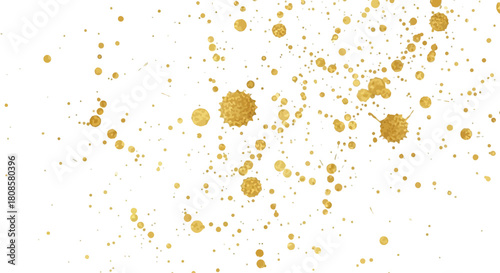 Elegant gold splatters on a pristine white backdrop creating a luxurious visual effect