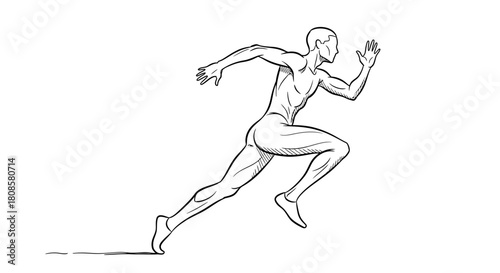 Dynamic sketch of a male figure sprinting with powerful lines and anatomical emphasis delivering