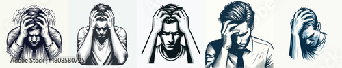 vector image of a man with a headache on a white background