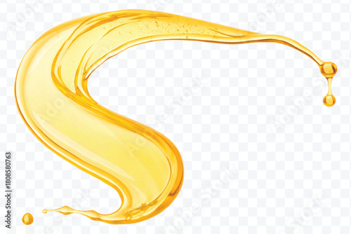 realistic fresh liquid honey or oil splash in curve style isolated on transparent background