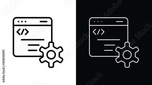 coding Two-tone version in black and white background