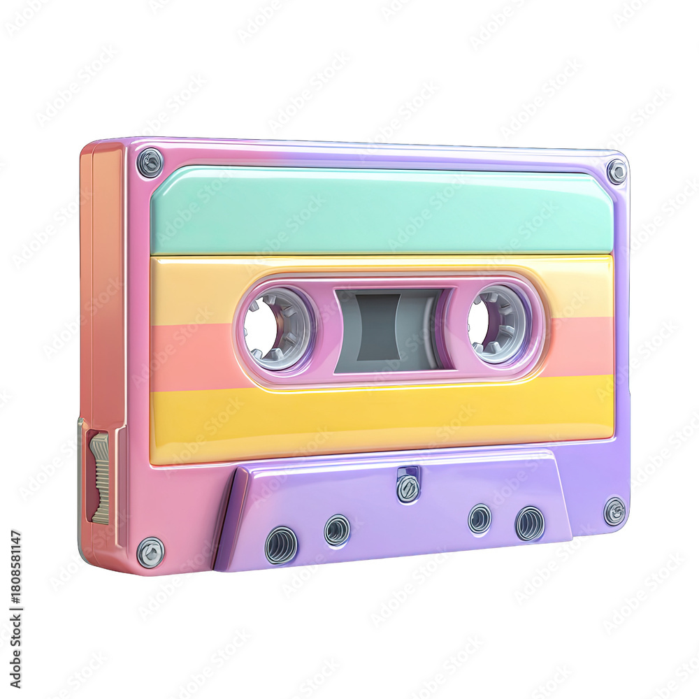 Obraz premium Retro Pastel Colored 3D Clay Style Audio Cassette Tape