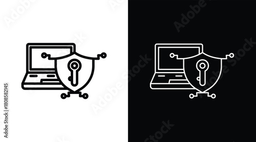 cybersecurity Two-tone version in black and white background
