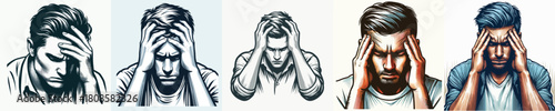 vector image of a man with a headache on a white background