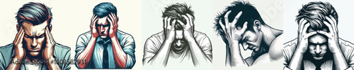 vector image of a man with a headache on a white background