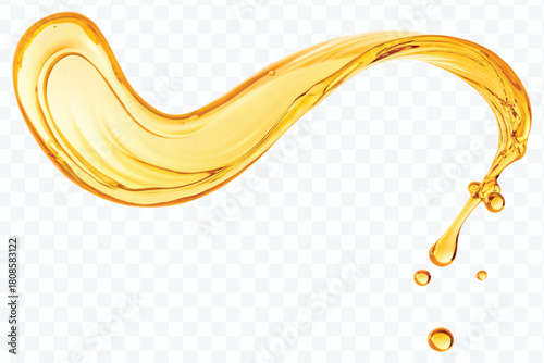 realistic fresh liquid honey or oil splash in curve style isolated on transparent background
