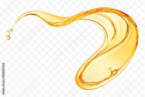 realistic fresh liquid honey or oil splash in curve style isolated on transparent background