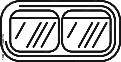 Clean vector illustration of an airplane window allowing sunlight to enter the cabin, creating a warm and inviting atmosphere