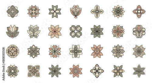 Elegant floral assortment design in soft, neutral shades provides a vintage aesthetic