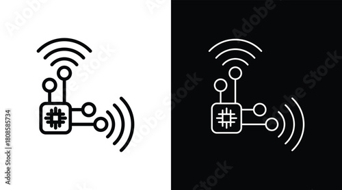 iot Two-tone version in black and white background