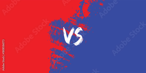 Bold red and blue split background with textured brush strokes. Dynamic white “VS” lettering adds strong competitive energy. Ideal for battle graphics, matchups, and promotional designs.