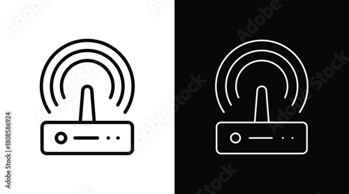 router Two-tone version in black and white background