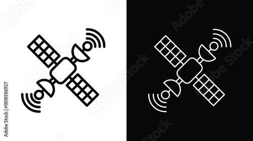 satellite Two-tone version in black and white background