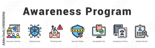 Awareness Program Modern and clean web banner illustration featuring thematic icons for visual communication