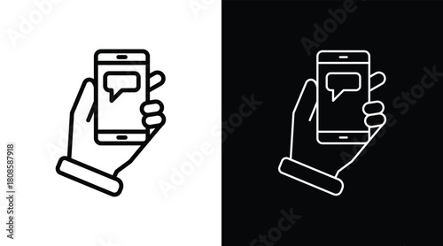 smartphone Two-tone version in black and white background
