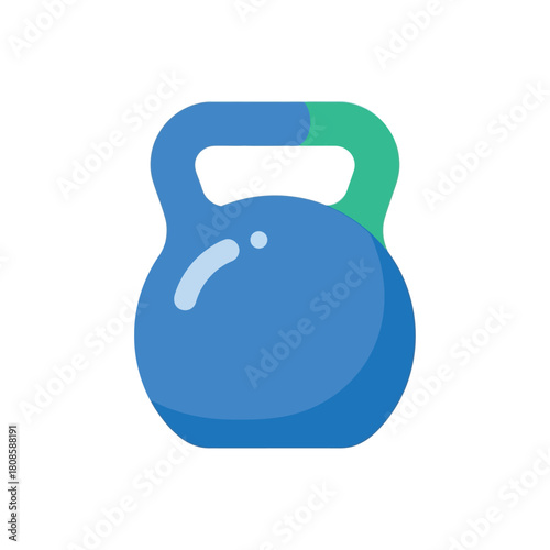 Isolated vector graphic of a kettlebell, a symbol of weight training, crossfit, and physical fitness. Flat design icon for gym and health applications