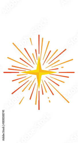 Vibrant starburst illumination with yellow and orange rays and radiant glow.