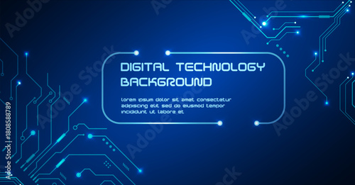 Blue Digital Interface Circuit Layout. Clean futuristic blue interface with smooth circuit paths and glowing tech elements.