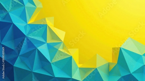 Abstract Blue and Yellow Geometric Polygonal Design with Copy Space