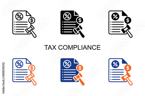 Tax Compliance Icon Multi Style Vector Illustration