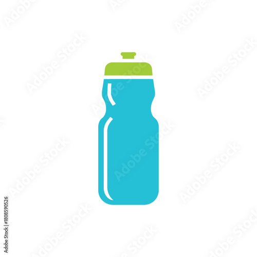 Sleek and minimalist blue sports water bottle with a vibrant green cap, an essential graphic symbol representing hydration, fitness, and an active healthy lifestyle for all workout routines