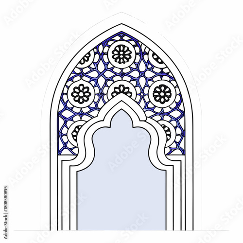 Ornate archway isolated on with floral pattern
