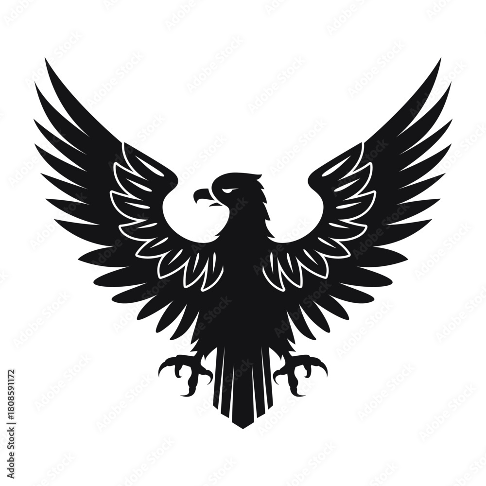 Obraz premium Heraldic eagle design with bold wings and detailed plumage in a vector format suitable for various applications