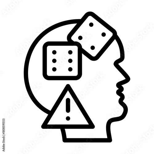 Gambling Addiction Warning Vector Line Icon Design