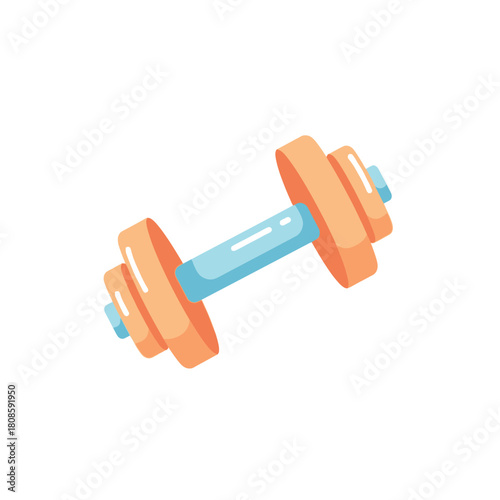 Colorful cartoon dumbbell icon for fitness and gym workouts. Isolated vector illustration of weight training equipment for a healthy lifestyle