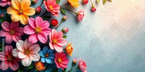 Vibrant Floral Arrangement on Textured Background, Perfect for Greeting Cards and Invitations