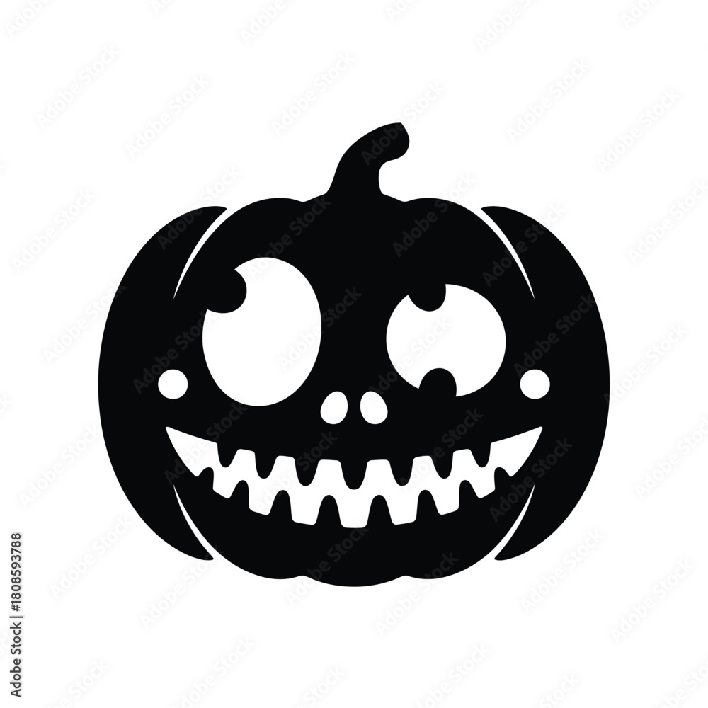 Fototapeta premium Black silhouette of a happy halloween jack o lantern pumpkin