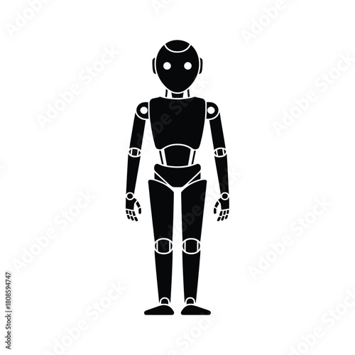 Black silhouette of a standing humanoid robot