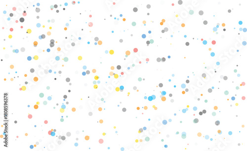 Vibrant and numerous small colorful dots and circles scattered across a pristine, forming a lively and dynamic abstract pattern, isolated on