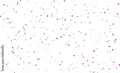 Vibrant yet delicate pattern of small, scattered pink and purple dots creating a lively, abstract texture, ideal for festive and dynamic visual content, isolated on