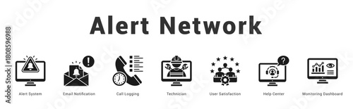 Alert Network Modern and clean web banner illustration featuring thematic icons for visual communication