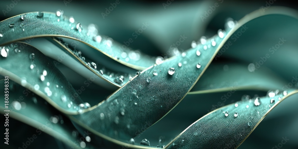 Obraz premium Close-up of Water Droplets on Lush Green Leaves 